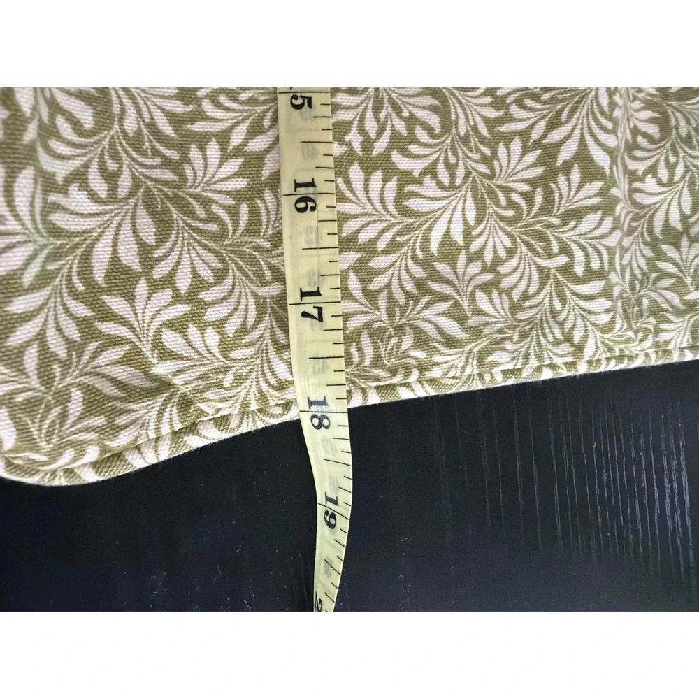 LL Bean Sage Green Leaf Print Cotton Throw Pillow Cover 18x18 Square Botanical